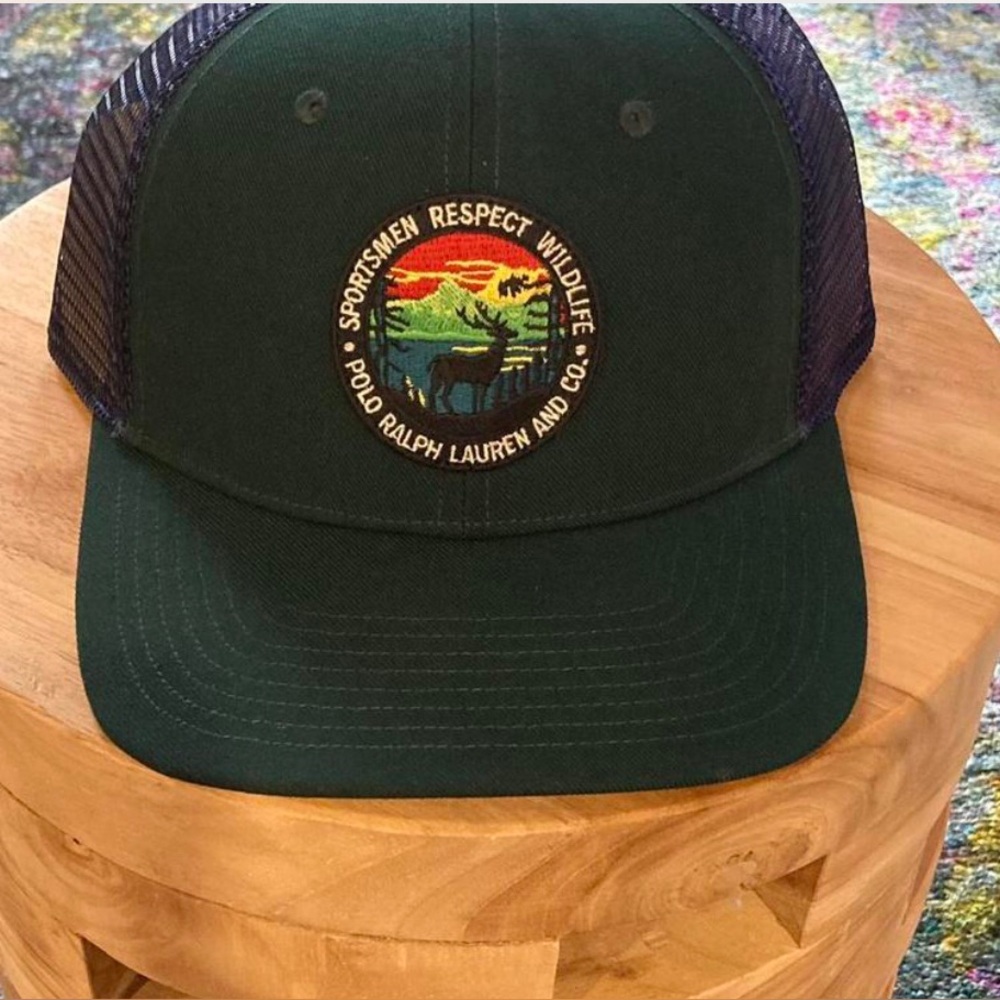 NWT RALPH LAUREN POLO SPORTSMAN MEN'S SNAPBACK TRUCKER HAT RESPECT WILDLIFE-osfa
